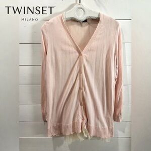 TWINSET baby pink cardigan  with tulle hem  size M